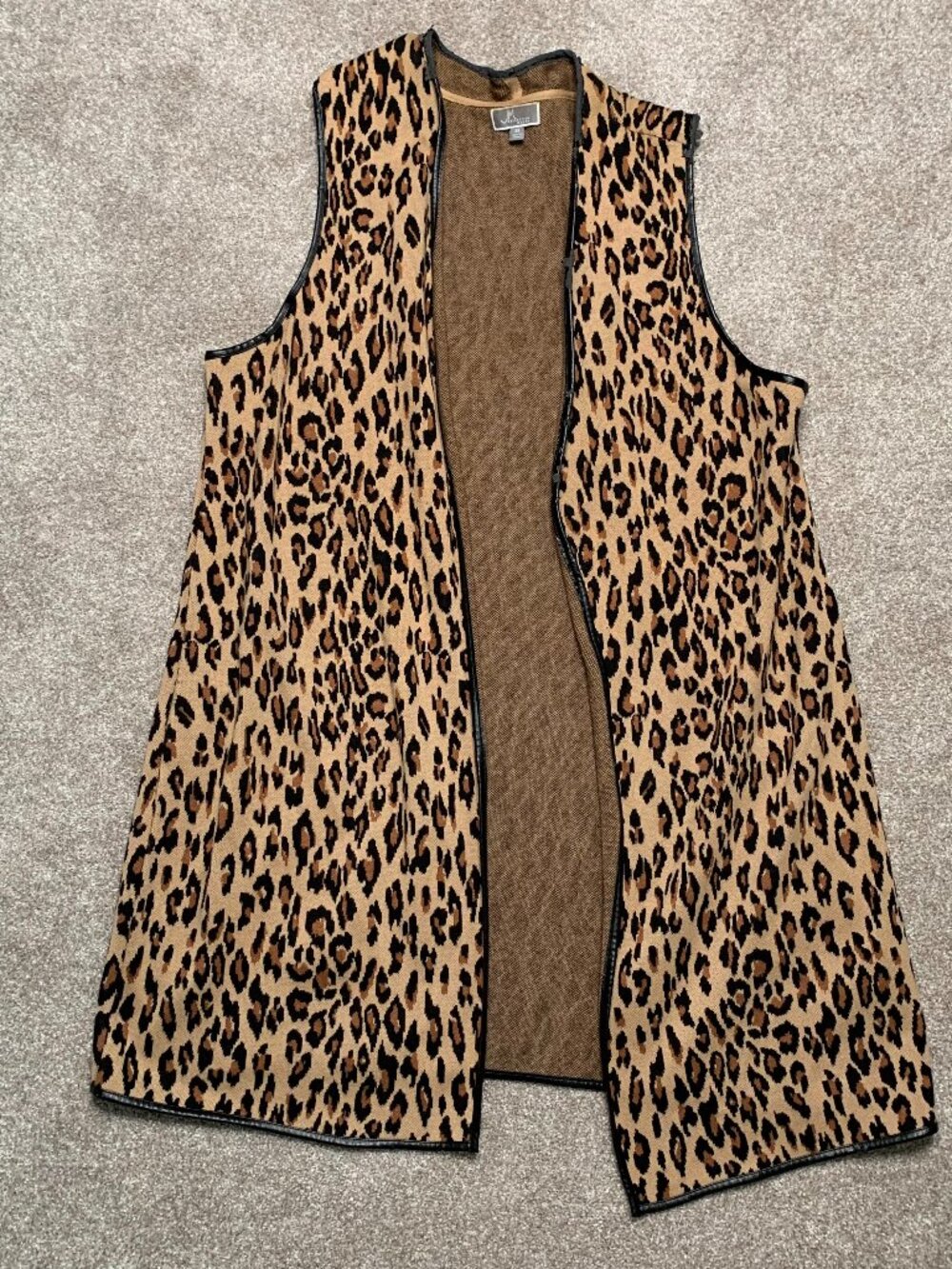 JM Collection Womens Plus 2X Leopard Print Sleeveless long coat